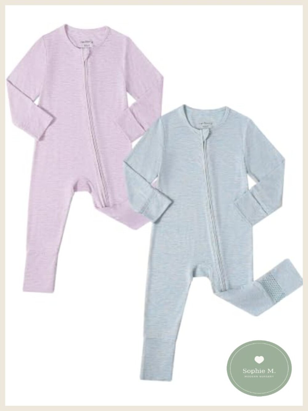 Rayon from Bamboo Baby Sleeper Zipper Pajamas with Mitts 0-18M